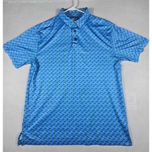 Nicklaus Eco Choice Mens Blue Floral Geometric Golf Polo Shirt Medium TA290